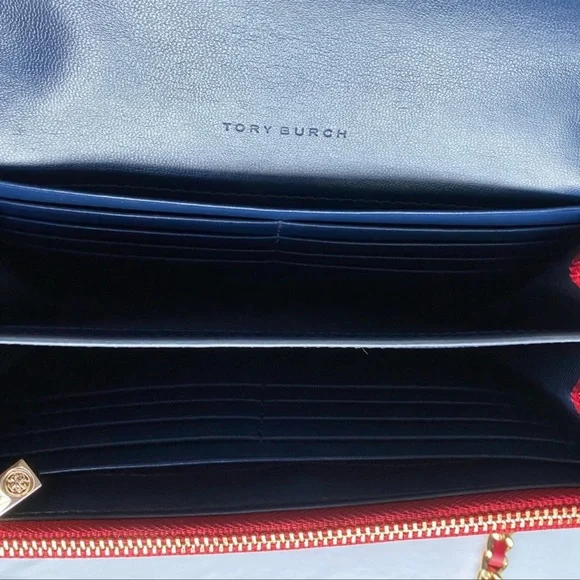 Tory Burch Parker Chain Wallet Bag Crossbody RedW/gold Excellent Condition